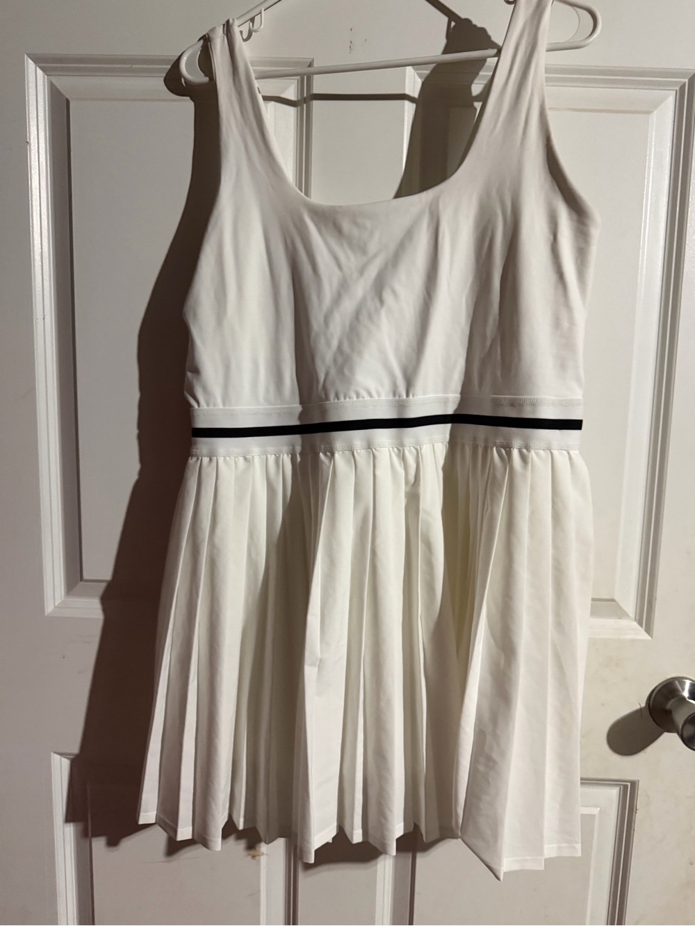 all in motion White Mini Dress with Black Waist Stripe